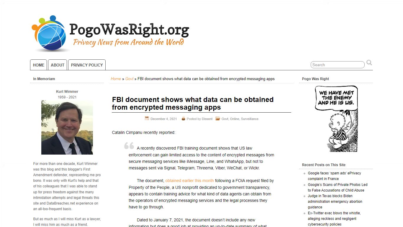 FBI document shows what data can be obtained from encrypted messaging apps